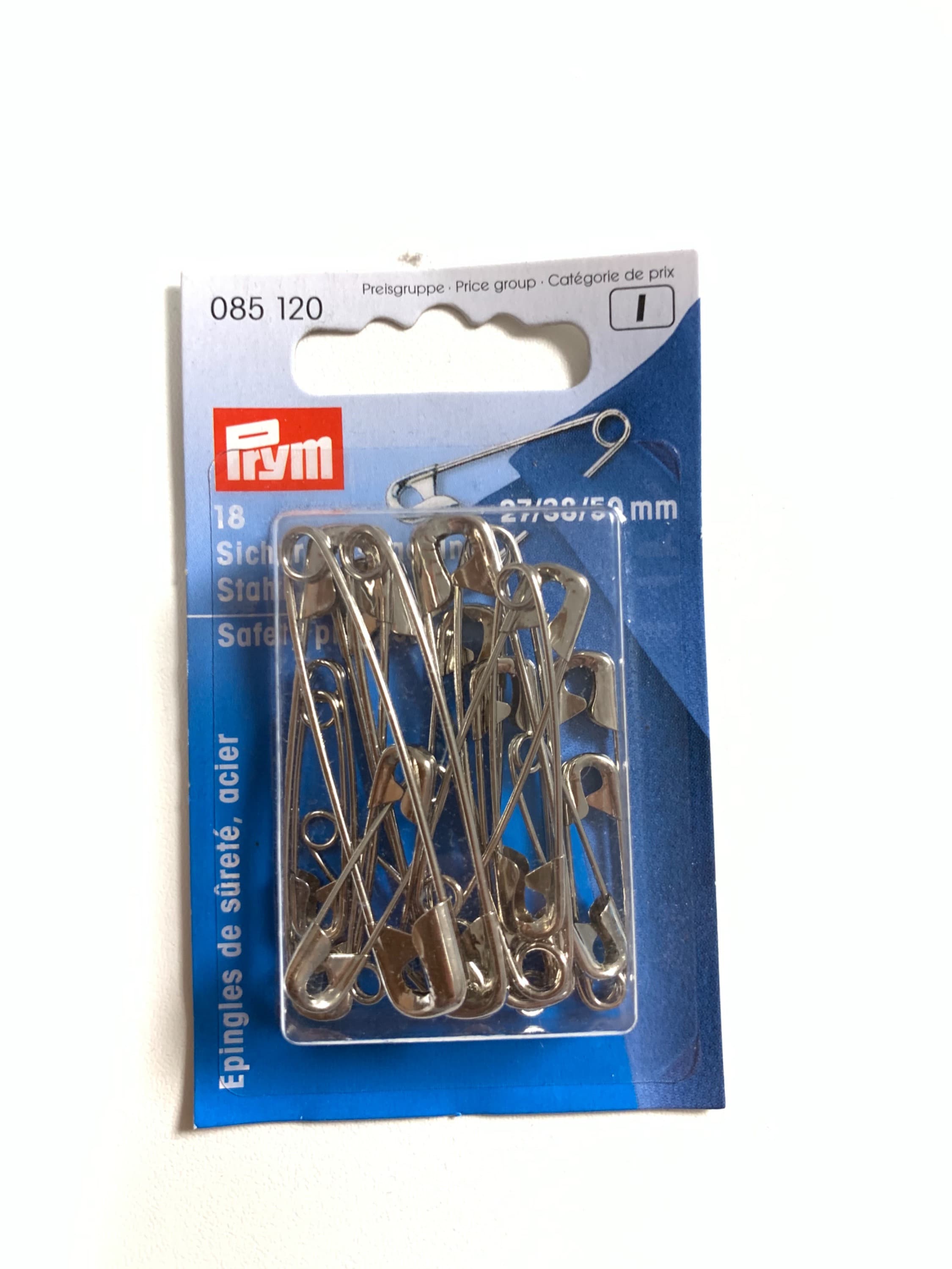 Sicherheitsnadeln, 27/38/50mm, sortiert, silberfarbig, 18 Stück